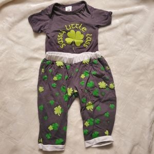 Sassy lass St. PATRICK'S day pants and shirt 12 mo